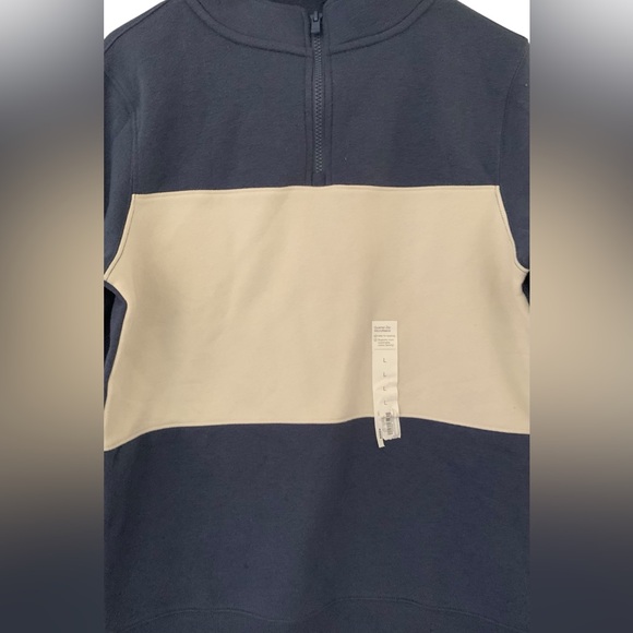 Sonoma Boys L Cyclone Blue Color Block Quarter Zip Microfleece Pullover Sweater - Picture 2 of 3